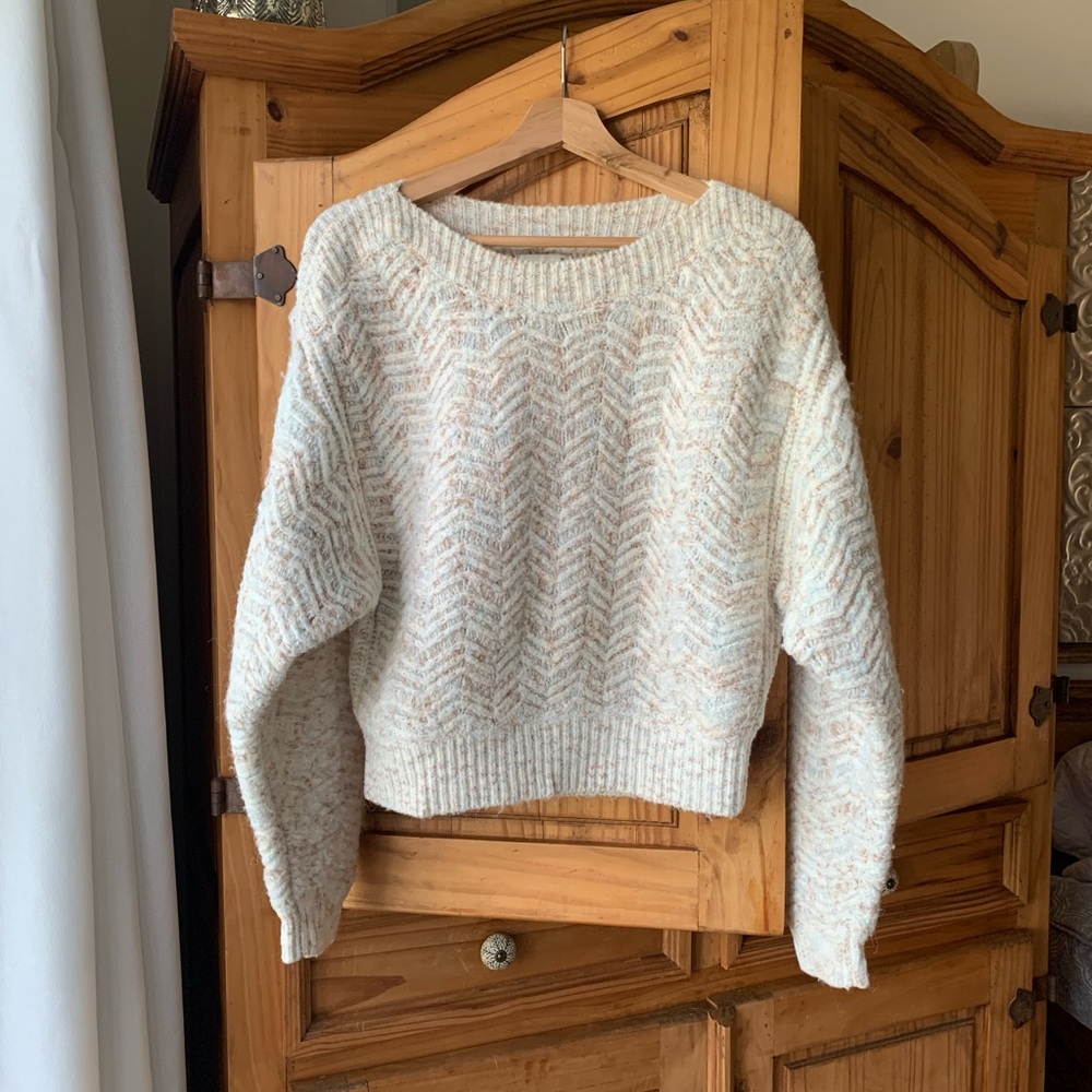 Gentle Fawn Cream Crew Neck Sweater Chunky Knit Cropped